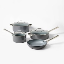 Figmint 7PC Aluminum Cookware Set 450 Degree F Dark Nonstick Ceramic Coated Pot / Pan Sets price