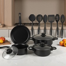 12Pcs Cookware Set Nonstick Pots and Pans Home Kitchen Cooking Non Stick, Black Pot / Pan Sets price