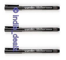 3x Camlin Fine Tip Permanent Marker Pens Black CD DVD OHP Marker Water Proof Ink CD-DVD-Acetate Pen price