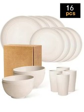 16-Piece Modern Dinnerware Set – Plates, Bowls & Cups (Service for 4) WHITE Dinnerware Set price