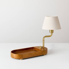Swivel Accent Table Lamp with Mid Tone Wood Tray - Hearth & Table Lamp price