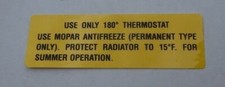 Mopar 1965-1969 Warm Climate Antifreeze Decal NEW Antifreeze price