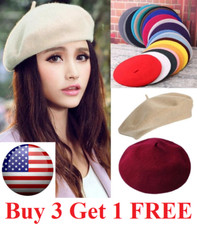 Warm French Style Lightweight Casual Classic Beanie Solid Color Wool Beret hat Women's Hat price
