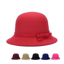 Magik Women Lady Vintage Wool Round Fedora Bow Cloche Derb Felt Bowler Cap Hat Women's Hat price