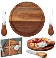 Round Acacia Wood Charcuterie Board, Wooden Serving Platter for Cheese, Appetize Cutting Boards price