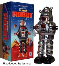 PLANET ROBOT TIN WINDUP ROBBY THE ROBOT CHROME FORBIDDEN PLANET SPACE TOY-SALE! Robots & Space Toys price