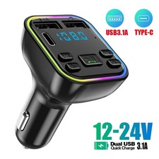 FM Transmitter Bluetooth 5.0 Car 2 USBs Type-C Fast Charger Cigarette Port RGB Car Transmitters price