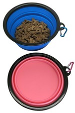 XL Travel Dog Dish - Fold Flat For Storage or Pop Open For Use - PINK - Silicone Watering Trough price