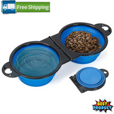 2 In 1 Collapsible Silicone Dog Bowl Portable Travel Pet Food Water Double Bowls Watering Trough price