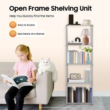 4-Tier Bookcase Bookshelf Book Storage Shelves Stand Display Waterproof Grey Bookcase price