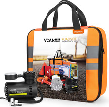 Car Emergency Safety Kit Bag with Portable Air Compressor, Jumper Cables,First A Compressor - Tire Care price