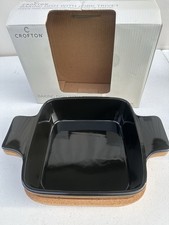 Crofton Stoneware Black Square Baking Dish with Cork Trivet 7.5 x 7.5 Inches New Trays / Baking Dishes price