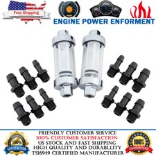2PCS Universal 1/4" 5/16" 3/8" Chrome Glass Reusable Washable Inline Fuel Filter Diesel Filter price