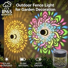 Solar Mandala Wall Light Outdoor Garden Fence Projector Lamp Patio Ambient Decor Garden Fence price
