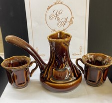 New Coffee Turka  With 2 Cups Ceramic Jezve Cezve Coffee Pot Maker Set Of 3 Pc Cezve Sets price