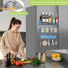 3 Pack Magnetic Spice Rack for Refrigerator Metal Shelf with Hooks Blue Spice Sets & Racks price