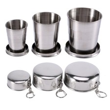 Foldable Stainless Steel Travel Cup Outdoor Portable Mug Cup with Keychain New Mug price