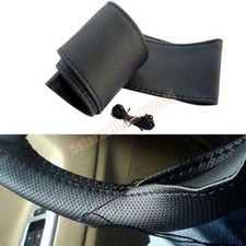 DIY PU Leather Steering Wheel Cover Needle Thread Auto Accessories 15" Black US Steering Wheel Cover price