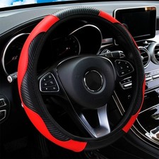 Car Steering Wheel Cover Red Black Leather Anti-slip For 15"/38cm Carbon Fiber Steering Wheel Cover price