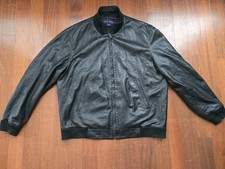 Ralph Lauren Purple Label Full Zip Lambskin Leather Jacket Black Mens Sz Xl Motorcycle Jackets price