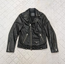 Allsaints Jacket Mens S Black Lamb Leather Milo Biker Moto Notched Collar Motorcycle Jackets price