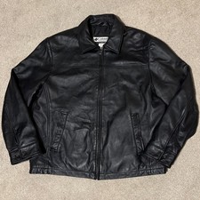 Vintage Columbia Mens Black Leather Jacket Full Zip Bomber Quilted Lining, Sz L Motorcycle Jackets price