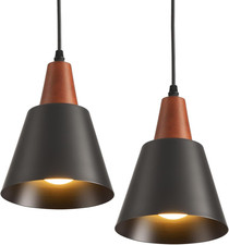 2 Pack Black Wood Dome Pendant Lights Kitchen Island Hanging Lights Pendant Light price