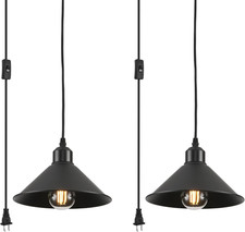 Black Plug in Pendant Light, 2 Pack Industrial Hanging Lamp Black Vintage Pendan Pendant Light price