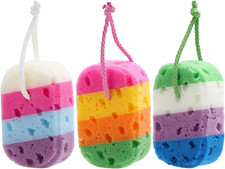 3 Pieces Exfoliating Bath Sponge Body Sponges Shower Loofah Soft Bathing Pouf Fo Pouf price