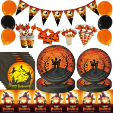 Disposable Tableware Set Paper Plate Cup Napkin Straw Banner For Halloween Party Disposable Tableware price