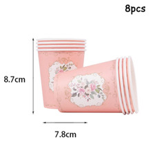Floral Disposable Tableware Paper Plates Cups Napkin Banner Birthday Party Decor Disposable Tableware price
