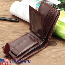 Men's Bifold Leather Card Holder Wallet Convenient Purse with Flap Coin Pocket Men's Card Holder price