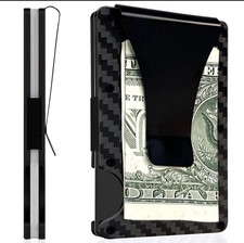 Men's RFID Blocking Slim Money Clip Carbon Fiber Wallet ID Credit Card Holder Men's Card Holder price