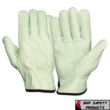 1 Pair, Cowhide Grain Leather Drivers, Work Safety Gloves (PPE) All Sizes Work Gloves price