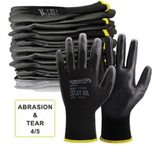 Ultra-Thin Black Work Gloves Polyurethane Palm Coated Nylon Shell 12 Pairs Work Gloves price