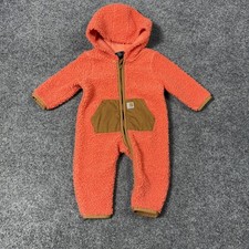 Carhartt Snowsuit Baby Girls 0-3 Months Orange Sherpa Fleece Hooded Bunting Baby Snowsuit price
