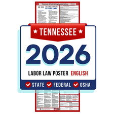 Tennessee State and Federal Labor Law Poster 2026 - Non-Laminated Paper Labor Law price