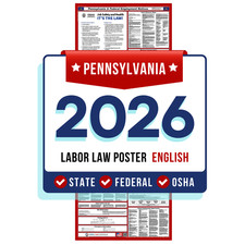 Pennsylvania State and Federal Labor Law Poster 2026 - Non-Laminated Paper Labor Law price