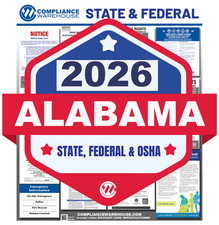 2026 Alabama AL State/Federal Labor Law All In1 Compliance Poster Paper/Laminate Labor Law price