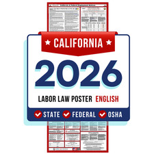 California State and Federal Labor Law Poster 2026 - Non-Laminated Paper Labor Law price