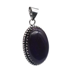 Amethyst Natural Gemstone Antique Silver Plated Pendant 3.75" J 2078 Costume Necklace price