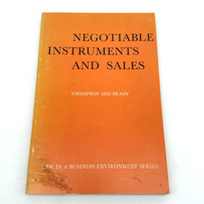 Negotiable Instruments and Sales 1964 Thompson Brady Vintage Business Law Text Negotiable Instruments Law price