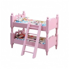 Pink Miniature Bunk Bed with Ladder Dollhouse Bunk Bed Wood Board for Children Bunk Bed price