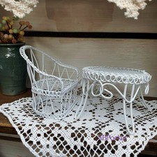 1:12 Scale Dollhouse Miniatures Furniture Garden Chair Armchair Coffee Table Set Garden Armchair price