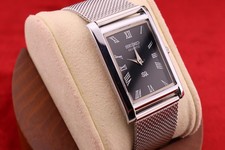 ⌚✨ Vintage Seiko Slim Quartz Gentlemen's Black Dial , Silver Mesh Band Watch Wristwatches price