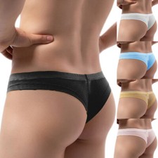 Men's Sexy Underwear See Through G Strings Thong Briefs Pouch Underpants T-back Men's Briefs price