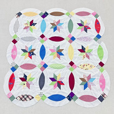 Handmade Double Wedding Ring Star Quilt Top 47x47" Pieced~ BABY/BED/Wall Decor Baby Bed price