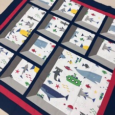 Handmade Ocean Sea World Shark Baby Quilt Top 47x47" Pieced~ BABY/BED/Wall Decor Baby Bed price