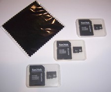 Lot of 3 New 4GB Micro SD Memory Cards, 4 GB MicroSD + Cleaning Cloth - USA Memory Cards price