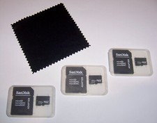 Lot of 3 New 256mb Micro SD Memory Cards, 256 mb MicroSD + Cleaning Cloth - USA Memory Cards price